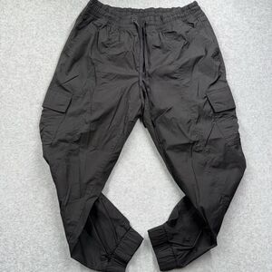 Eddie Bauer Women's Black Cargo Pants Nylon Elastane Drawstring Cargo Pockets